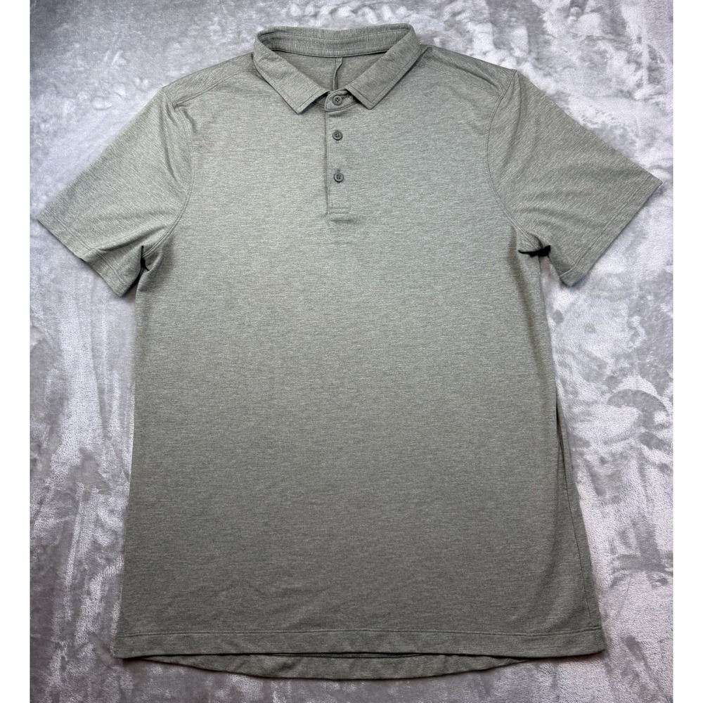 Lululemon Evolution Golf Polo Heathered Green Haze Short Sleeve Men's 21" Chest